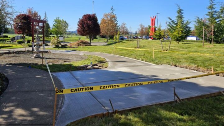 New concrete sidewalk and gazebo pad at the Serenity Gareden 2024