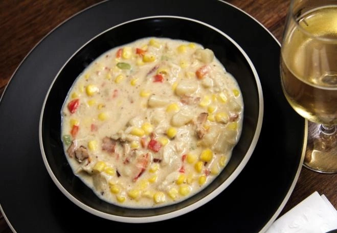 Dungeness crab and corn chowder